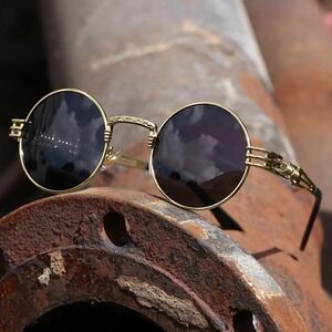 Round Steampunk Sunglasses Gold Frame Designer Fashion Sun‎ Glasses Festival New